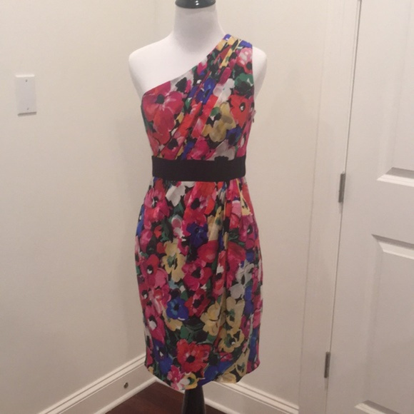 HP⭐️ Shoshanna floral print one shoulder dress 6 - Picture 5 of 6